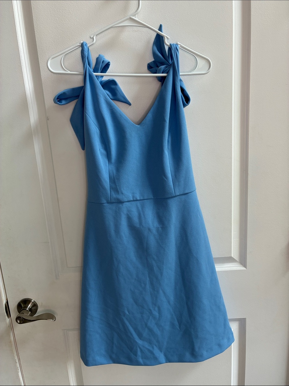 BCBGeneration Sky Blue V-Neck Tie-Shoulder Dress